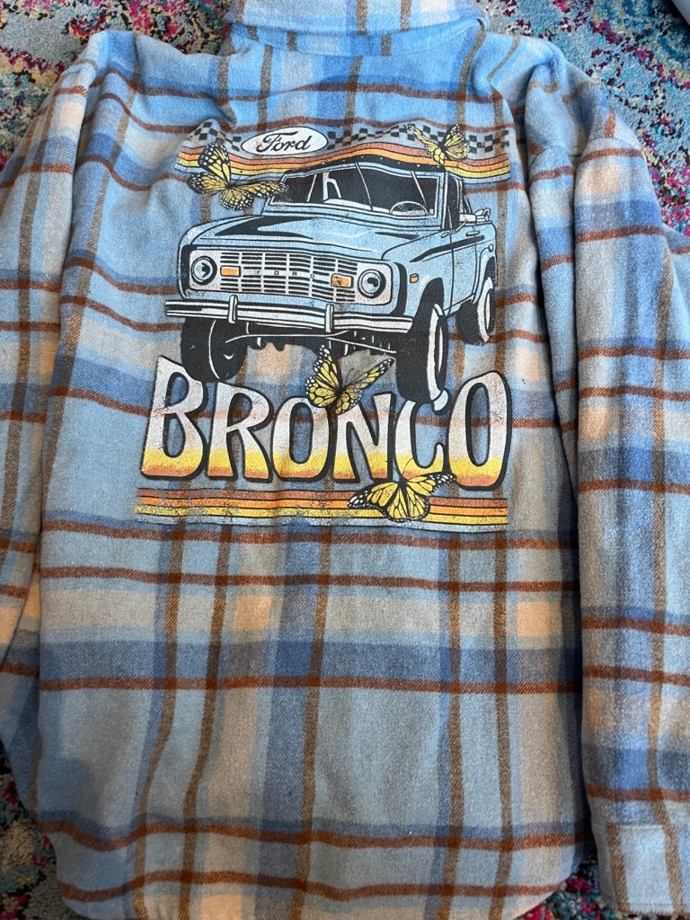 Ford Light Blue and Brown Plaid Flannel - Picture 3 of 3